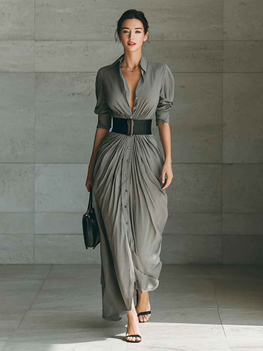 Zéphyrine | Vestido largo plisado