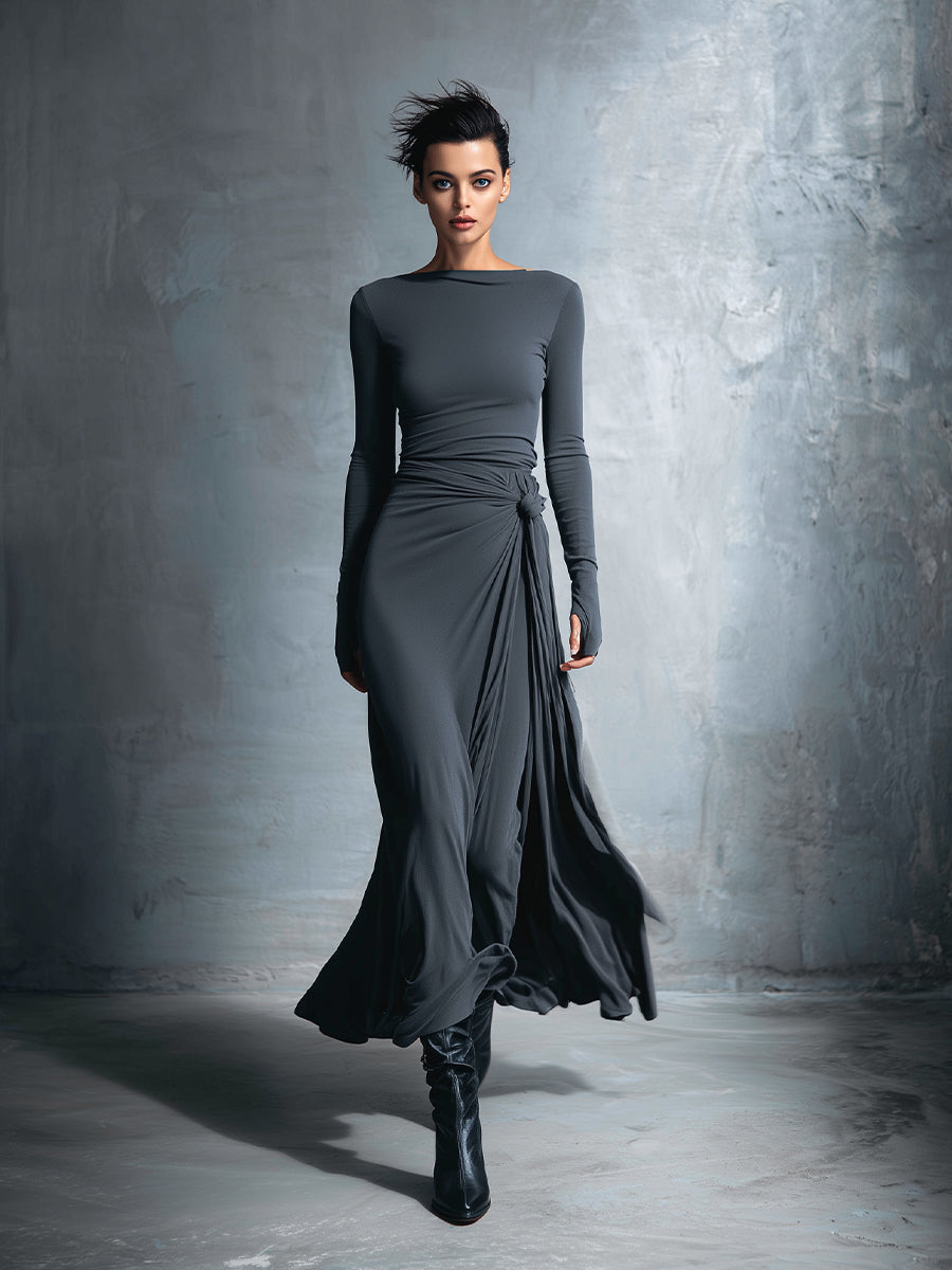 Naomie | Vestido maxi con nudo lateral
