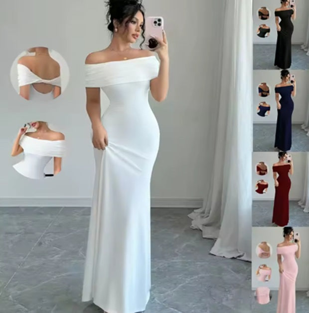 Vestido Lucia con hombros descubiertos, vestido Midi sexy bodycon sin mangas para mujeres, elegante vestido cóctel con vendas para salir por la noche