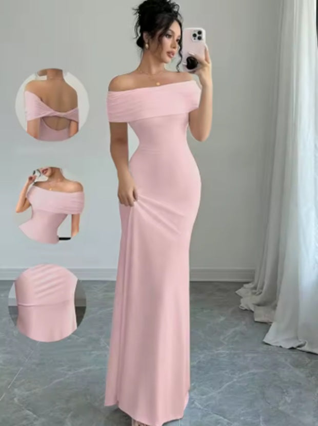 Vestido Lucia con hombros descubiertos, vestido Midi sexy bodycon sin mangas para mujeres, elegante vestido cóctel con vendas para salir por la noche