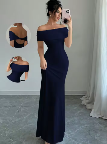 Vestido Lucia con hombros descubiertos, vestido Midi sexy bodycon sin mangas para mujeres, elegante vestido cóctel con vendas para salir por la noche
