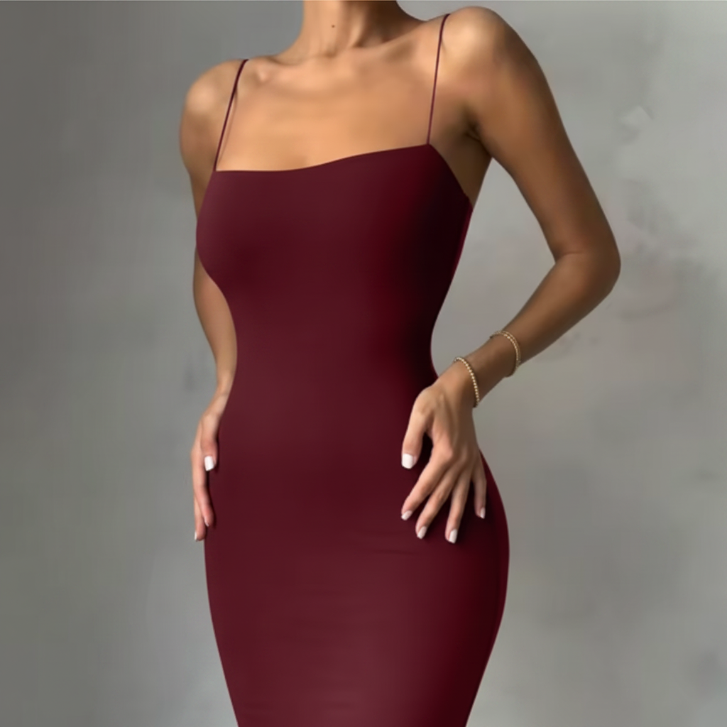 Vestido Lucia Noir Elegante de tirantes para verano, ropa urbana sin mangas Vestido bodycon sin mangas Vestidos casuales elegantes hasta los tobillos para fiestas