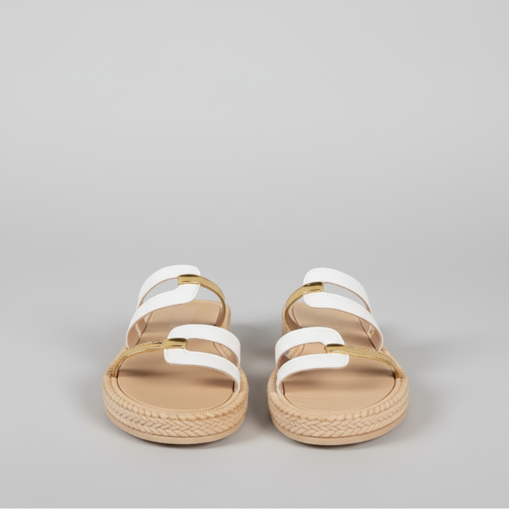 Sandalia Luna Chic para mujeres, Sandalias casuales de playa de verano, con fondo plano, cómodos para mujeres