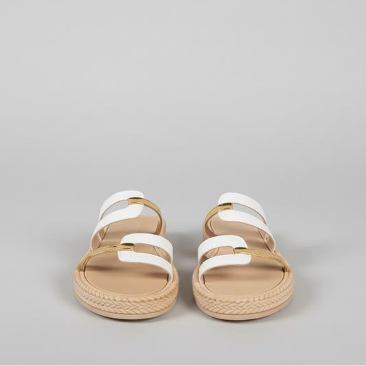 Sandalia Luna Chic para mujeres, Sandalias casuales de playa de verano, con fondo plano, cómodos para mujeres
