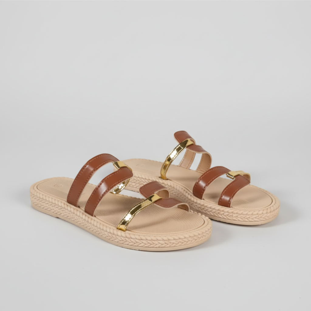 Sandalia Luna Chic para mujeres, Sandalias casuales de playa de verano, con fondo plano, cómodos para mujeres