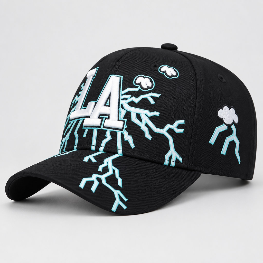 Gorras LA Thunder de béisbol con bordado unisex en Los Ángeles Con relámpagos Sombreros de Primavera Otoño Outdoor Casual Ajustables Protector Solar Gorra Deportiva