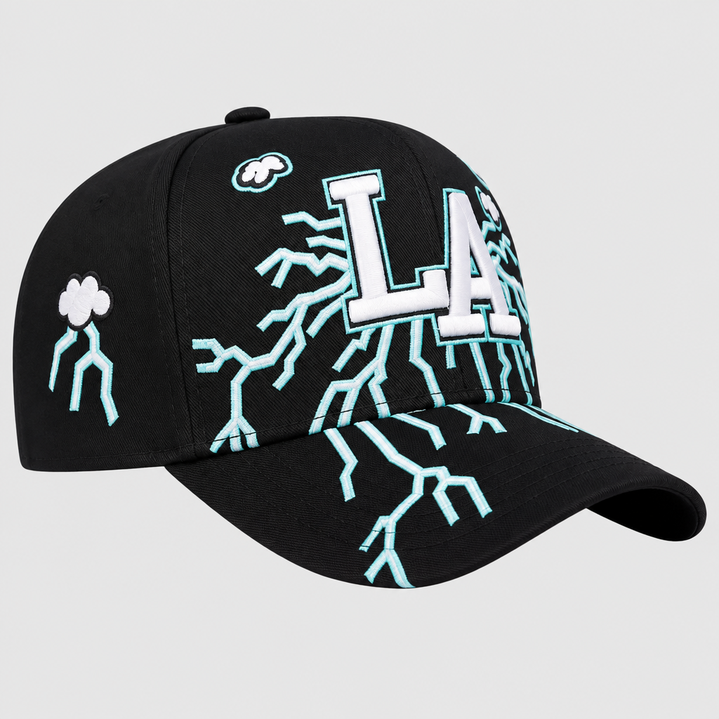 Gorras LA Thunder de béisbol con bordado unisex en Los Ángeles Con relámpagos Sombreros de Primavera Otoño Outdoor Casual Ajustables Protector Solar Gorra Deportiva