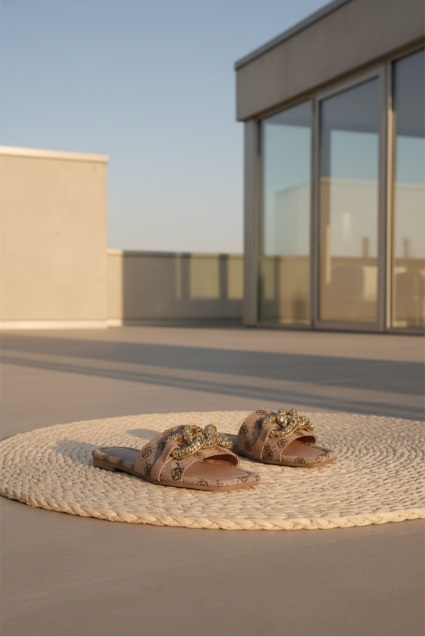 Sandalias Elegance Gold versátiles para mujer, planas clásicas de hebilla metálica, casuales de verano, para conjuntos informales y elegantes