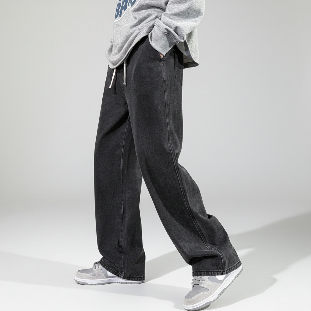 Jeans Oversize Graphite,diseño estilo baggy con acabado desgastado que aporta una apariencia autentica