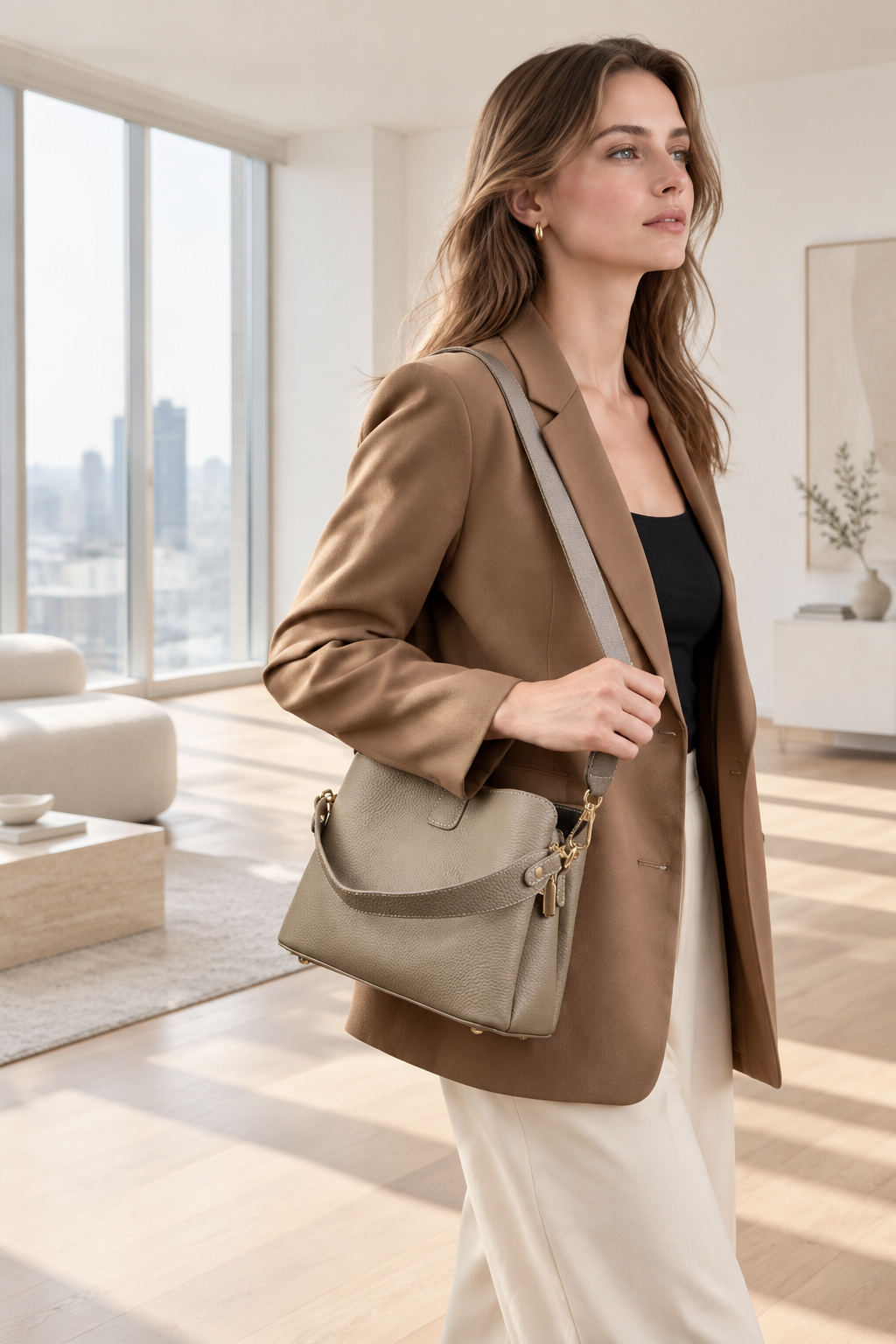 Bolso Elise de mujer 100% cuero genuino Bolso de hombro versátil de diseñador de lujo Bandolera para mujeres para desplazamientos Bolsa de mano femenina