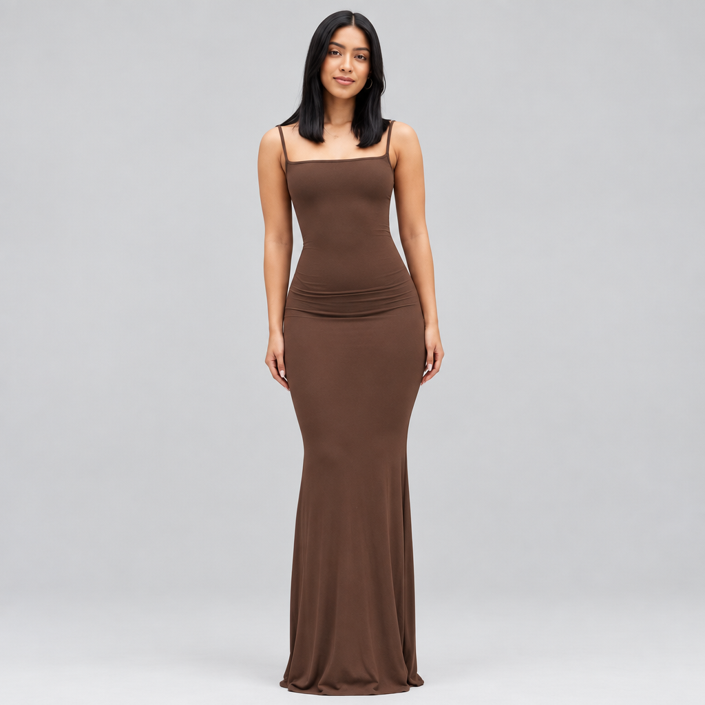Vestido Largo Solana Sexy de Satin Sin Mangas Sin Espalda Slim Sexy . Fiesta de Primavera Femenina Y2K Concise Bodycon Vestidos elegantes Ropa femenina