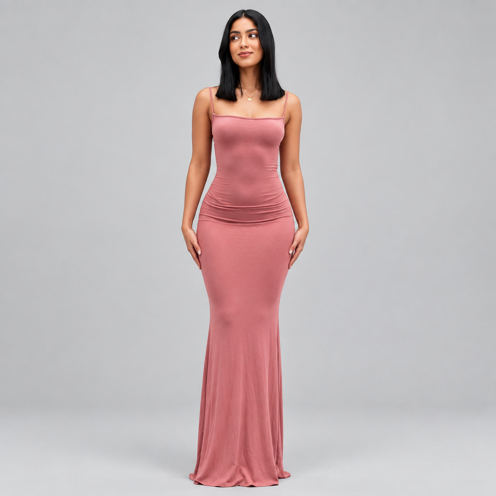 Vestido Largo Solana Sexy de Satin Sin Mangas Sin Espalda Slim Sexy . Fiesta de Primavera Femenina Y2K Concise Bodycon Vestidos elegantes Ropa femenina
