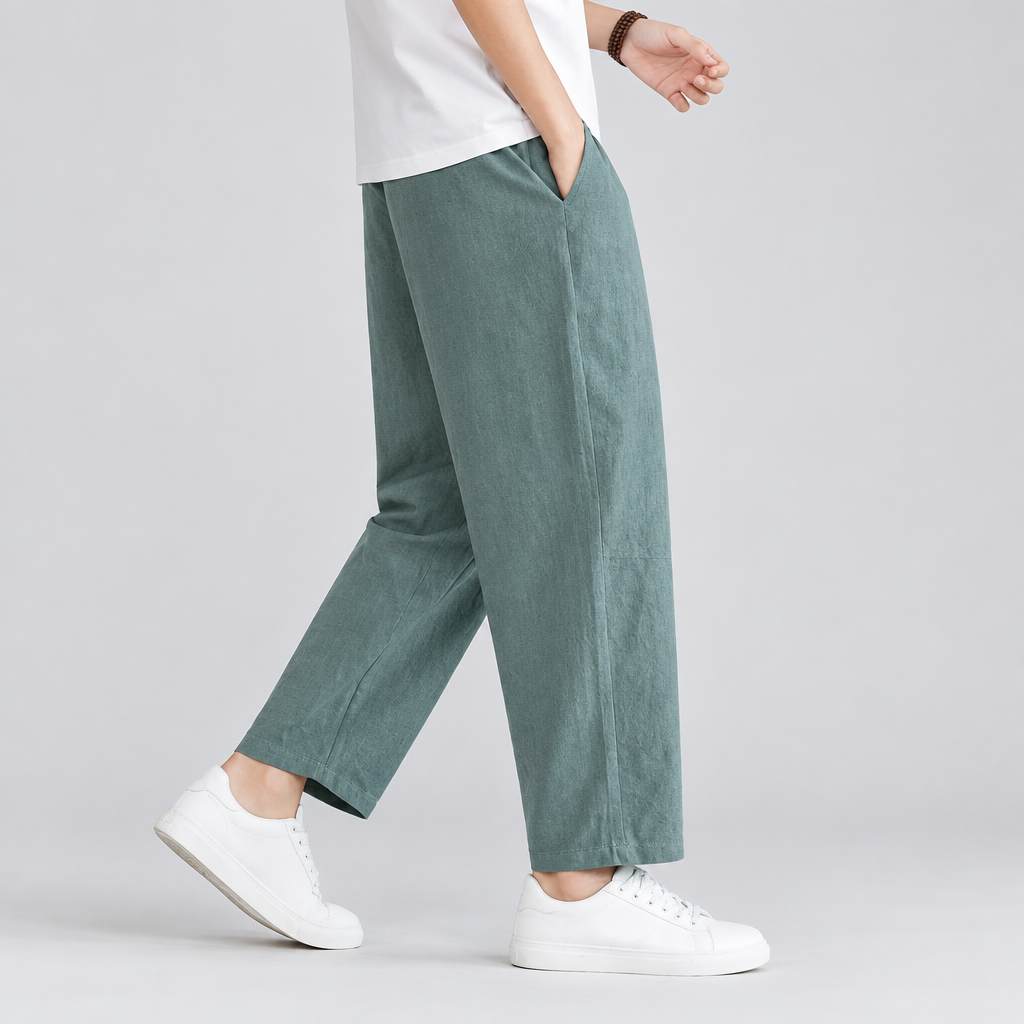 Pantalón Holgado para Hombre con Cintura Elástica y Cordón de Corte Relajado ,Un diseño cómodo y versátil para looks casuales de todos los días, su cordón en la cintura, una opción sencilla para combinar con camisetas y zapatillas.