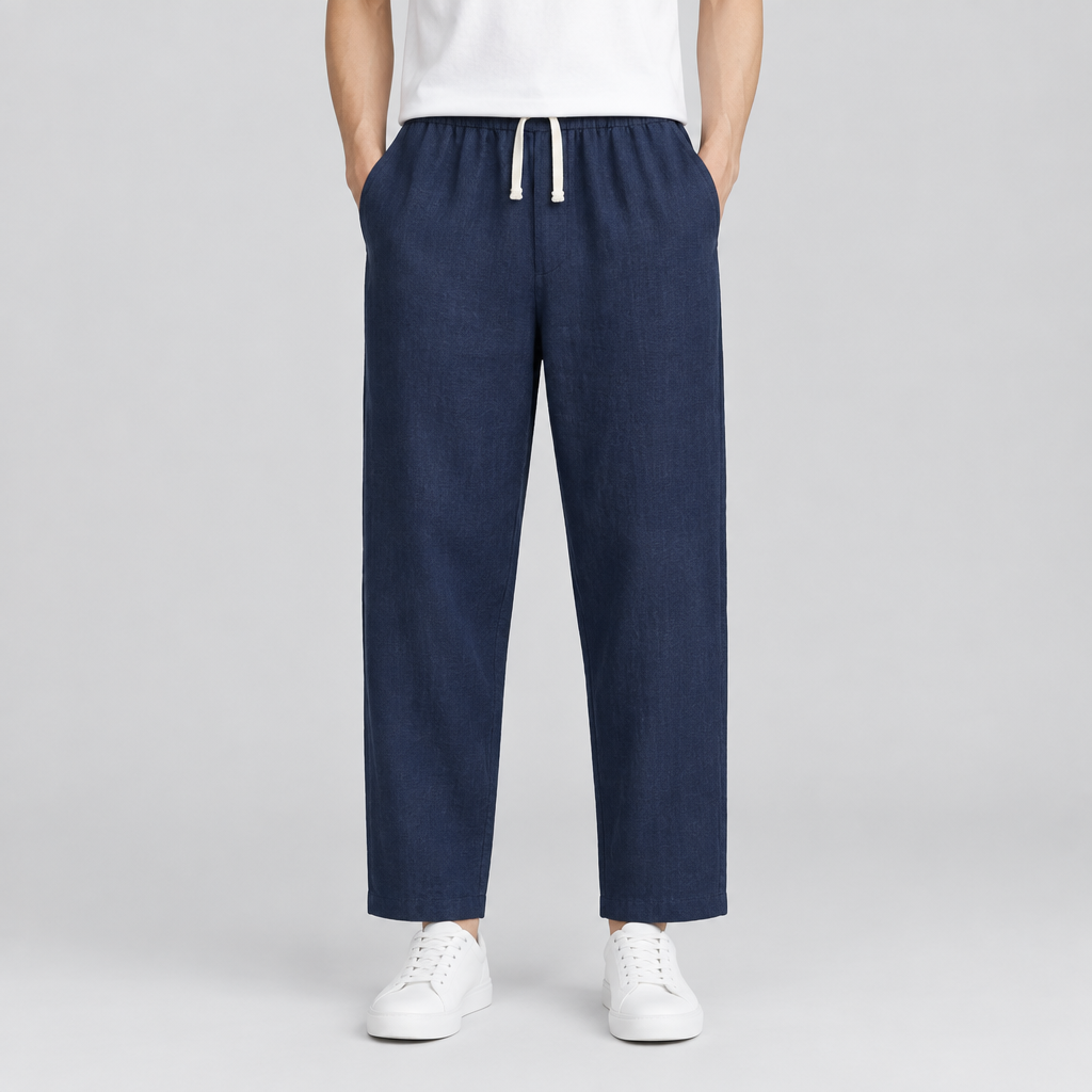 Pantalón Holgado para Hombre con Cintura Elástica y Cordón de Corte Relajado ,Un diseño cómodo y versátil para looks casuales de todos los días, su cordón en la cintura, una opción sencilla para combinar con camisetas y zapatillas.