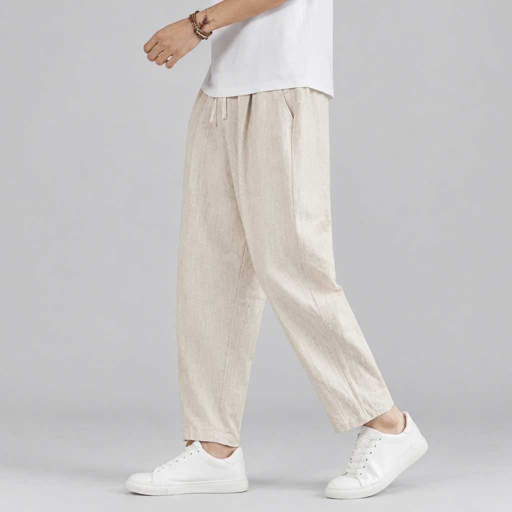 Pantalón Holgado para Hombre con Cintura Elástica y Cordón de Corte Relajado ,Un diseño cómodo y versátil para looks casuales de todos los días, su cordón en la cintura, una opción sencilla para combinar con camisetas y zapatillas.