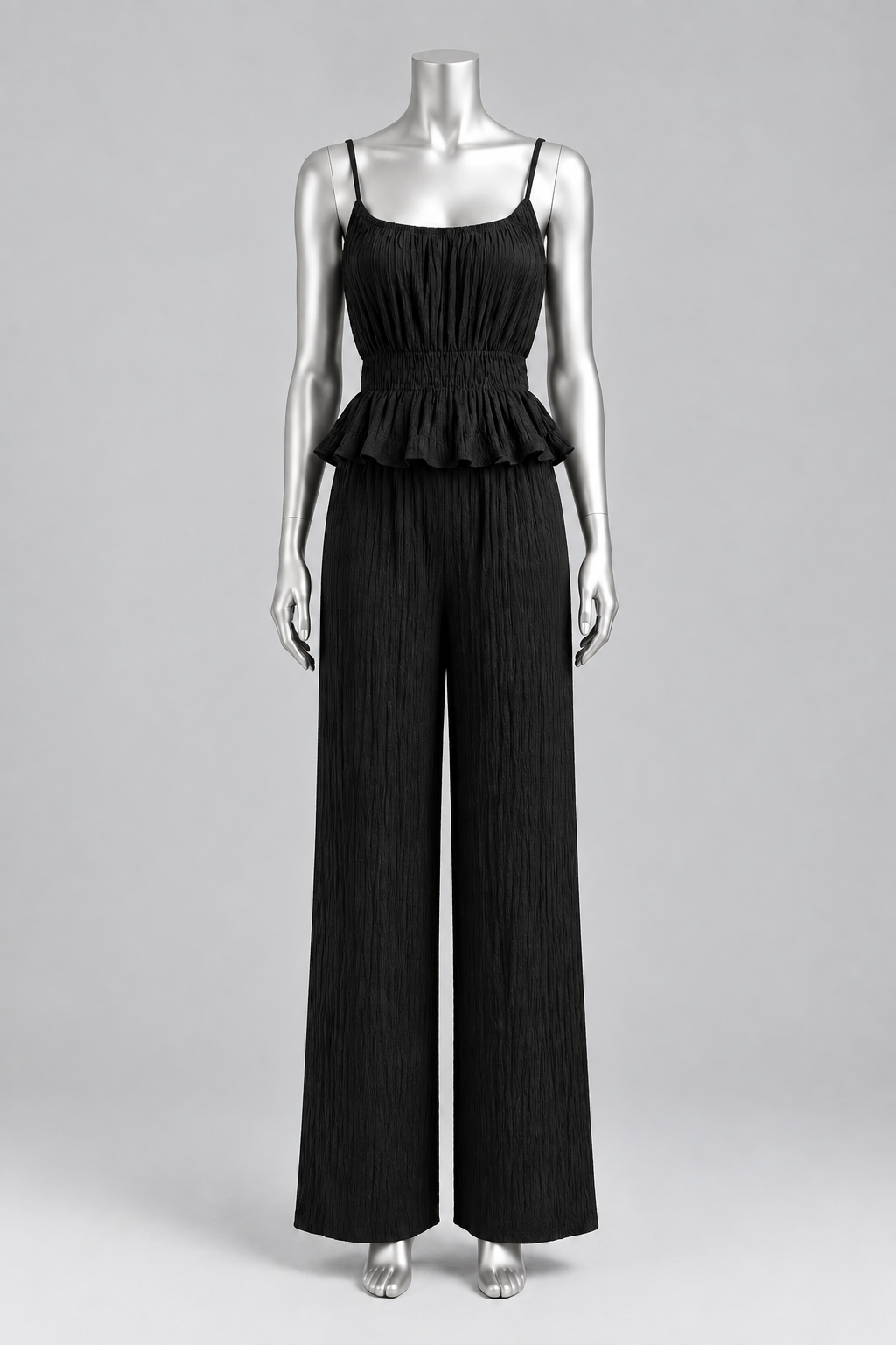 Conjunto Siena de Top con Volantes y Pantalón Amplio elegante y sexy de pantalones largos adelgazantes Conjunto casual de cintura alta para mujer Traje de dos piezas Colección de moda de verano