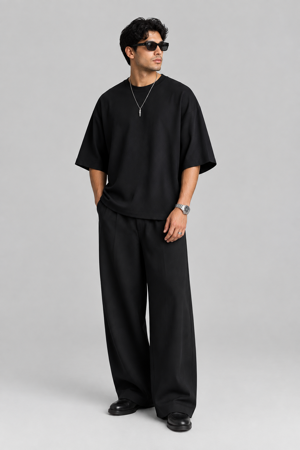 Conjunto Casual para Hombre de Camiseta Amplia y Pantalón ,Conjuntos a juego para hombres