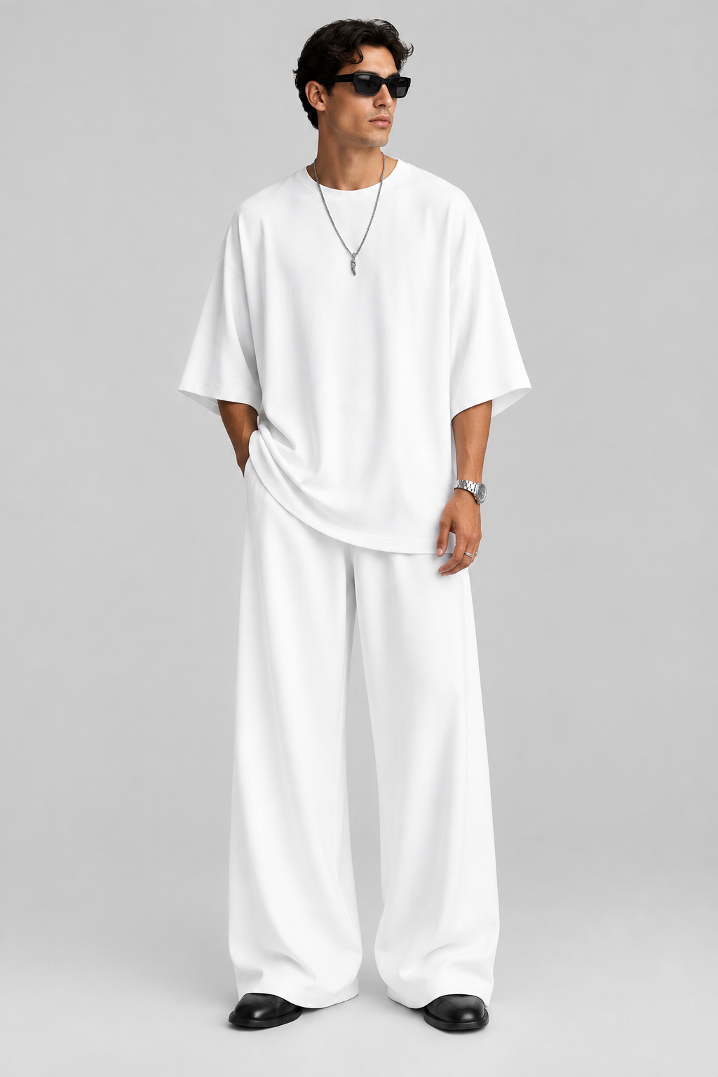 Conjunto Casual para Hombre de Camiseta Amplia y Pantalón ,Conjuntos a juego para hombres