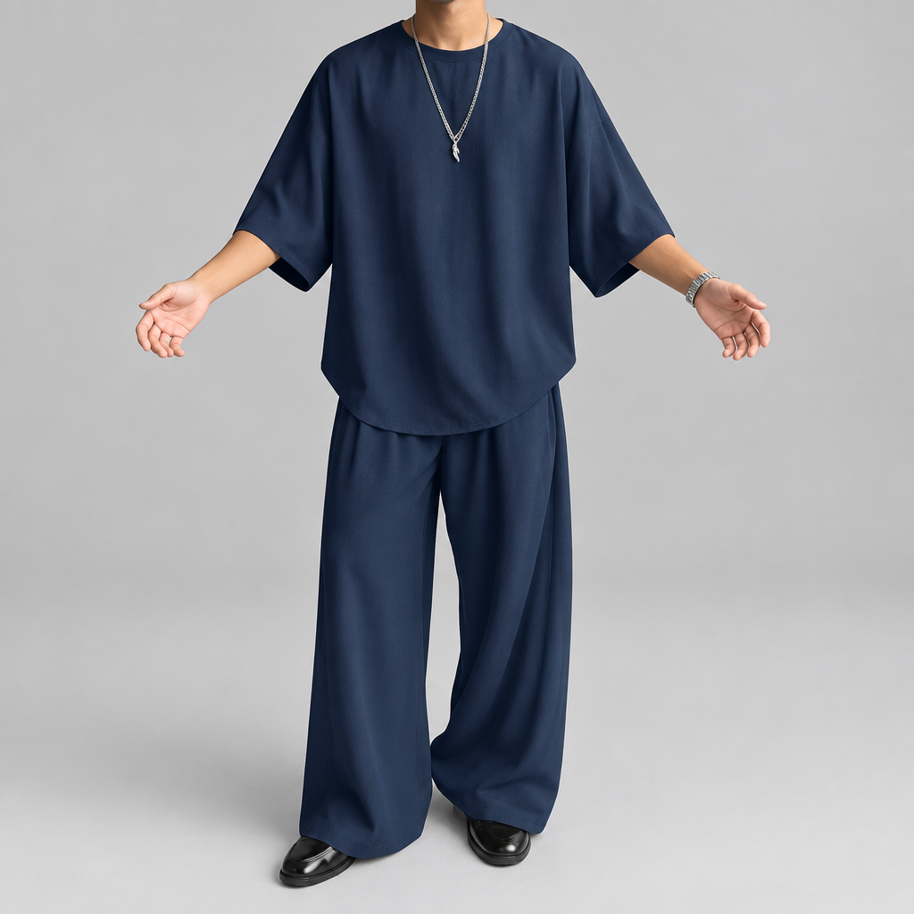 Conjunto Casual para Hombre de Camiseta Amplia y Pantalón ,Conjuntos a juego para hombres