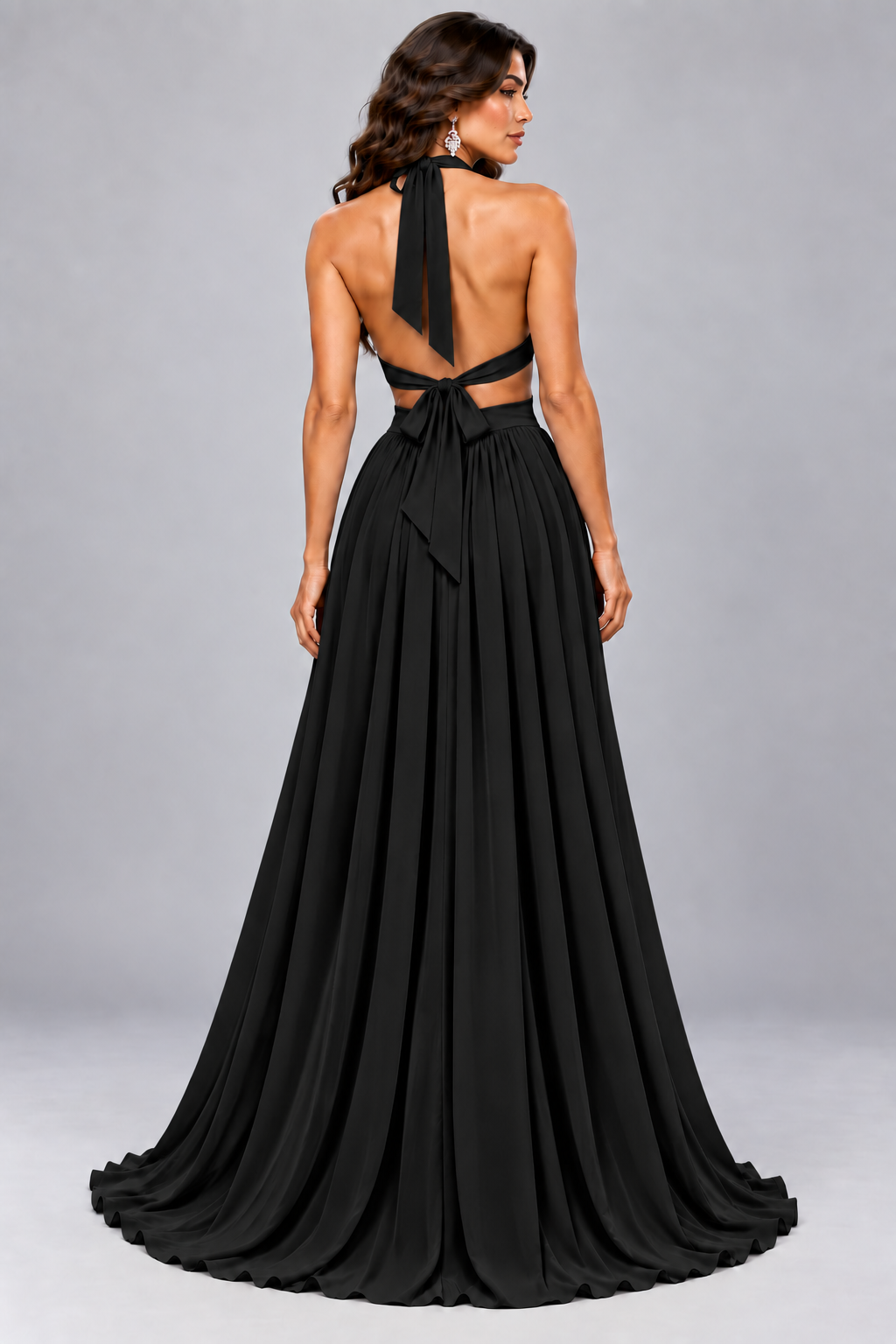 Gala Estrella Noire vestido largo de húster sólido con volantes para mujeres Vendaje Noche de fiesta sin espalda Vestidos largos