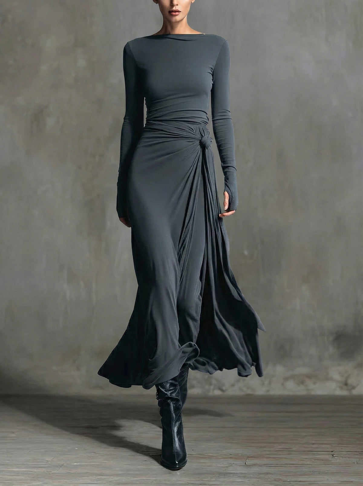 Naomie | Vestido maxi con nudo lateral