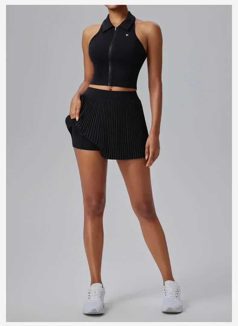 Falda deportiva Fitness Half-body Pleated Skirt Shorts