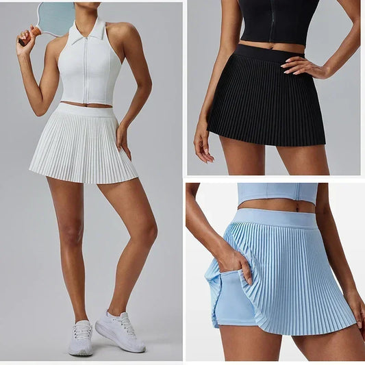 Falda deportiva Fitness Half-body Pleated Skirt Shorts