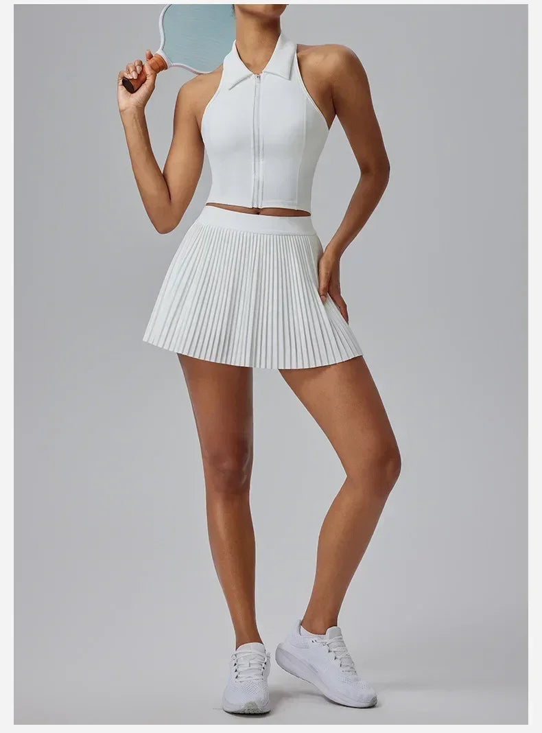 Falda deportiva Fitness Half-body Pleated Skirt Shorts