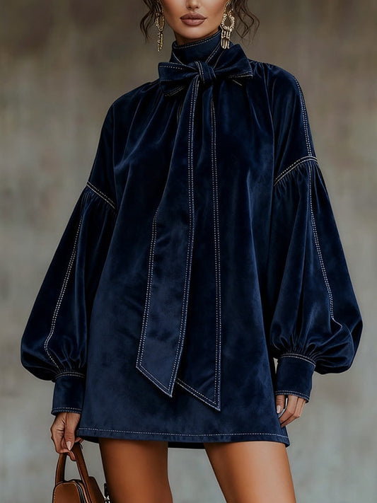 Tiphaine | Vestido mini de terciopelo con lazo