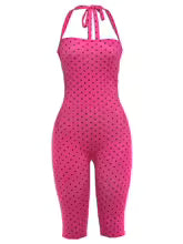 Geor monos sexys sin espalda mujer con estampado de lunares con vendas y halter, melocotón fino y cadera de moda, monos de juego de moda