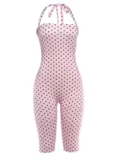 Geor monos sexys sin espalda mujer con estampado de lunares con vendas y halter, melocotón fino y cadera de moda, monos de juego de moda