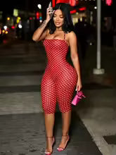Geor monos sexys sin espalda mujer con estampado de lunares con vendas y halter, melocotón fino y cadera de moda, monos de juego de moda